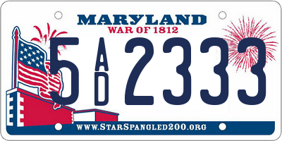 MD license plate 5AD2333