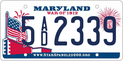 MD license plate 5AD2339