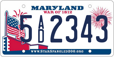 MD license plate 5AD2343