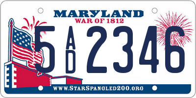 MD license plate 5AD2346