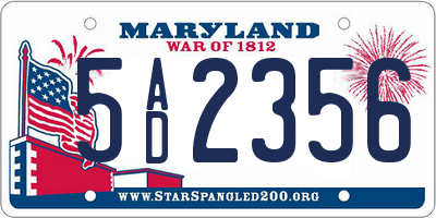 MD license plate 5AD2356