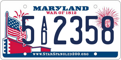 MD license plate 5AD2358