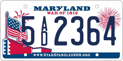 MD license plate 5AD2364