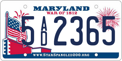 MD license plate 5AD2365