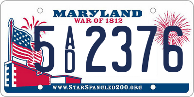 MD license plate 5AD2376