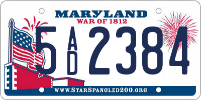 MD license plate 5AD2384
