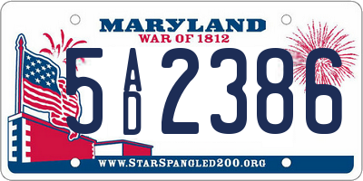 MD license plate 5AD2386