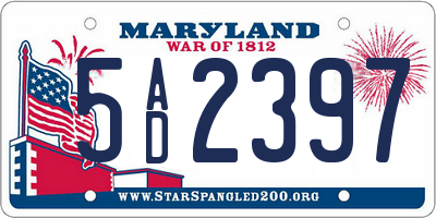 MD license plate 5AD2397
