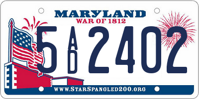 MD license plate 5AD2402