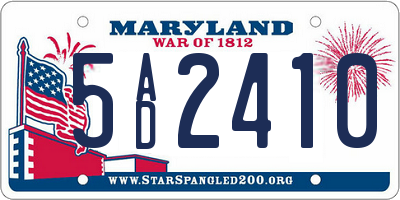 MD license plate 5AD2410