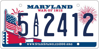 MD license plate 5AD2412