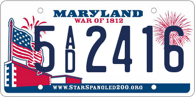 MD license plate 5AD2416