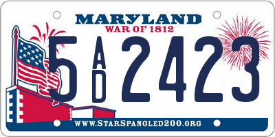 MD license plate 5AD2423