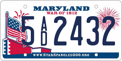 MD license plate 5AD2432