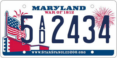 MD license plate 5AD2434