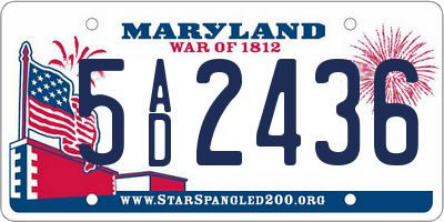 MD license plate 5AD2436