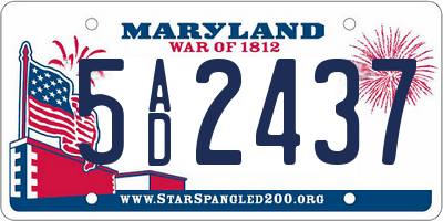 MD license plate 5AD2437