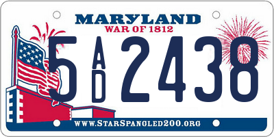 MD license plate 5AD2438
