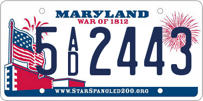 MD license plate 5AD2443