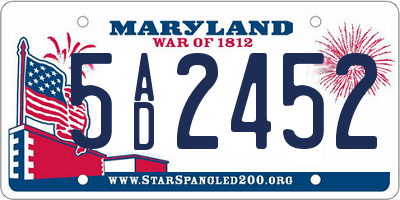 MD license plate 5AD2452