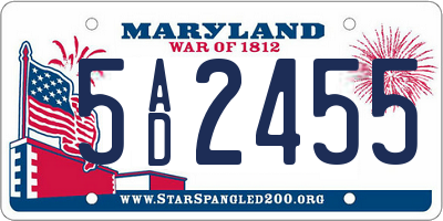 MD license plate 5AD2455