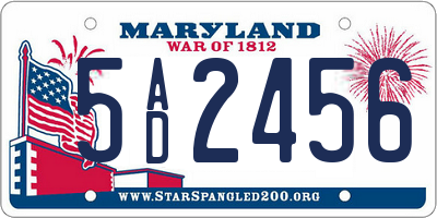 MD license plate 5AD2456