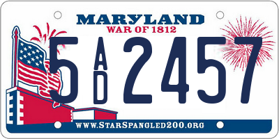 MD license plate 5AD2457
