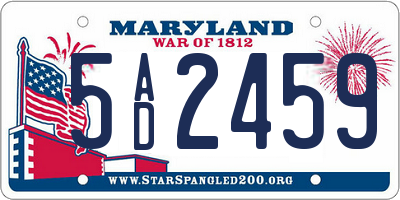 MD license plate 5AD2459