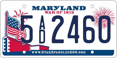 MD license plate 5AD2460