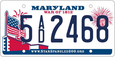 MD license plate 5AD2468