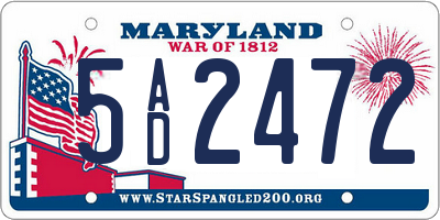 MD license plate 5AD2472