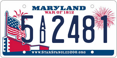 MD license plate 5AD2481