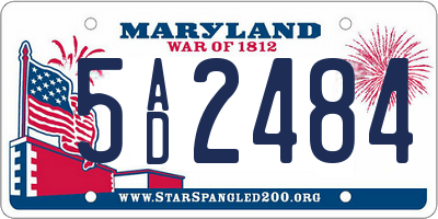 MD license plate 5AD2484