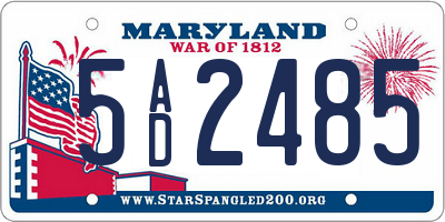 MD license plate 5AD2485