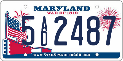 MD license plate 5AD2487