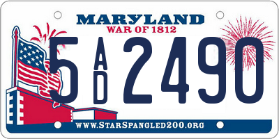 MD license plate 5AD2490
