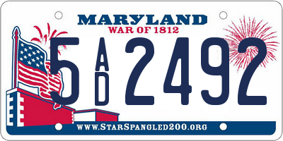 MD license plate 5AD2492