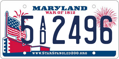MD license plate 5AD2496