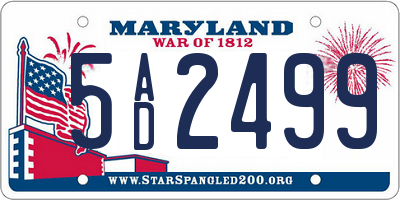MD license plate 5AD2499