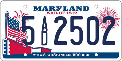 MD license plate 5AD2502