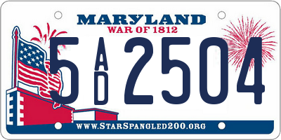 MD license plate 5AD2504