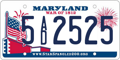 MD license plate 5AD2525