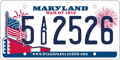 MD license plate 5AD2526