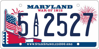 MD license plate 5AD2527