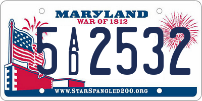 MD license plate 5AD2532