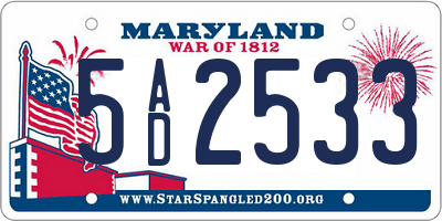 MD license plate 5AD2533