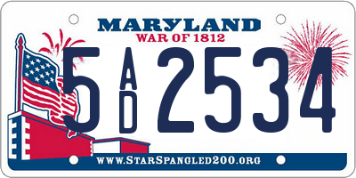 MD license plate 5AD2534