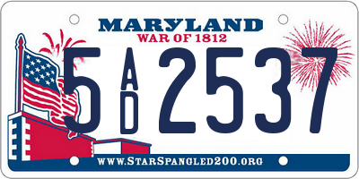MD license plate 5AD2537