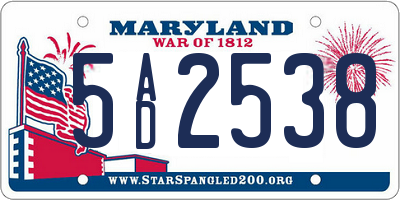 MD license plate 5AD2538