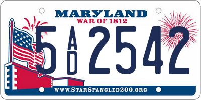 MD license plate 5AD2542